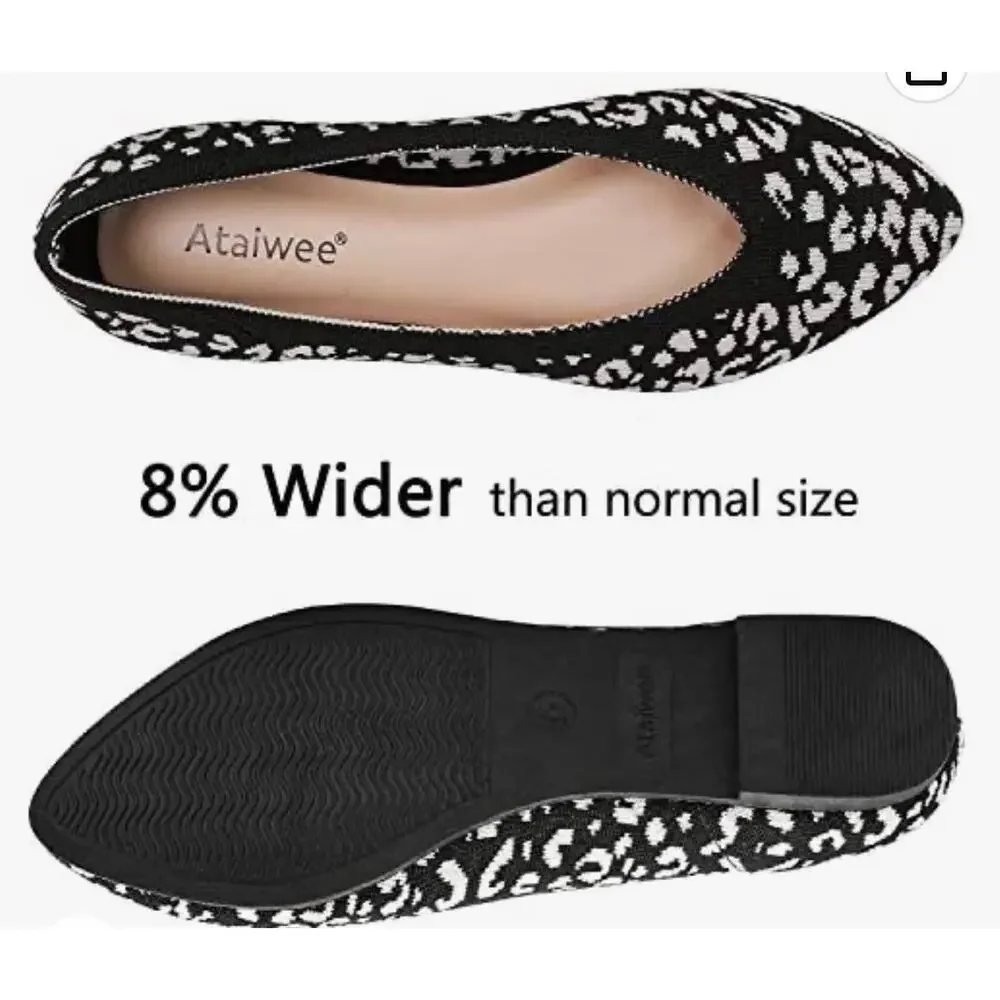 Ataiwee Shoes Leopard Black White 11 Ballet Flats New